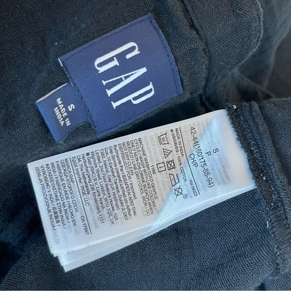 GAP black Split Neck Cotton Gauze Dress w/pockets, self tie, size S - Picture 4 of 5